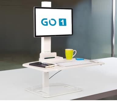 Yo-Yo DESK GO 1 | Height Adjustable Standing Desk with Single Arm Monitor | Superior Ergonomic Sit-Stand solution | Standing Desk Solution for Taller Users | Excellent cable management (WHITE)