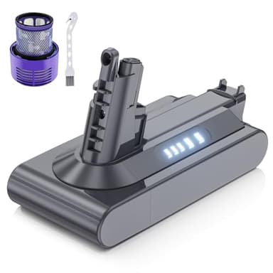 8000mAh for Dyson V10 Battery, Replacement for Dyson V10 SV12 Battery Compatible with V10 Absolute Animal Motorhead Fluffy Cyclone Vacuum Cleaner Handheld Vacuum Cleaner(1 Filter + 1 Brush)