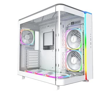 MONTECH King 95 PRO Dual-Chamber ATX Mid-Tower PC Gaming Case, High-Airflow, Toolless Panels, Sturdy Curved Tempered Glass Front, Six ARGB PWM Fan Pre-Installed with Fan Hub, King 95 PRO White US