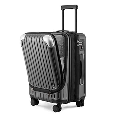 LEVEL8 Carry-on Suitcase 20-Inch with Laptop Compartment, Expandable Hand Luggage Case, ABS+PC Hardshell Spinner Trolley Lightweight 4 Wheels Cabin Size with TSA, Grey