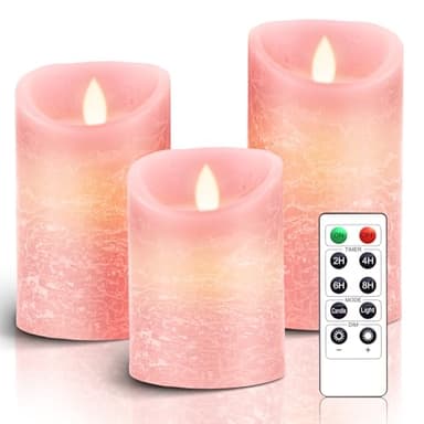AiiBowy LED Candles [Set of 3] Flameless Candle Real Wax Flickering Dimmable with Remote Control Christmas Candles LED Flames 4 inches / 5 inches / 6 Inch Table Decoration Living Room Christmas