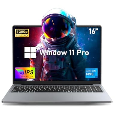 NIAKUN 16 inch Gaming Laptop, Gamer Computer RAM 16GB+SSD 512GB Processor N95 Notebook (up to 3.4Ghz) Full HD 1920x1200P, Backlit Keyboard, Fingerprint Unlock, USB 3.0, 6000mAh