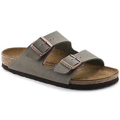 BIRKENSTOCK ARIZONA Birko-Flor Nubuck Wide, Unisex Adults' Sandals, Grey (Stone), 8 UK (42 EU)