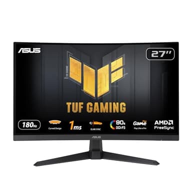 ASUS TUF Gaming VG27VQ3B Gaming Monitor – 27 inch Full HD, Curved, 180Hz, ELMB SYNC, FreeSync, 1ms response time, 90% DCI-P3, DisplayWidget Center
