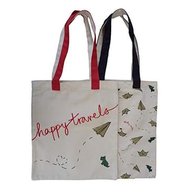 RADLEY 'Happy Travels' Pack of 2 Large Canvas Shopper/Shoulder Bags - NEW