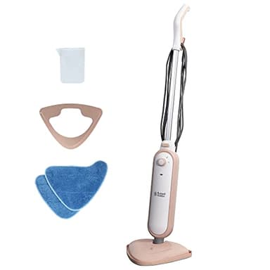 Russell Hobbs Upright Steam Mop, 1.4kW Power, 380ml Water Tank, 30-Second Heat-up, 15-Minute Run-Time, Sealed Hard Floors, Tiles, Vinyl Flooring, Carpets, Rugs in Blush Pink, RHSM1001BP-G