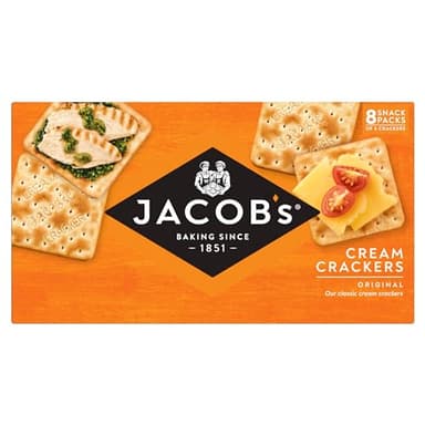 Jacob's Original Cream Crackers, 8 Snack Packs of 3 Crackers, 185 g