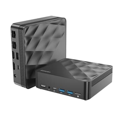 Azeyou Mini PC, 12th Gen N100 Mini Computer, 16GB RAM+1TB M.2 SSD Mini Desktop PC with OS 11 Pro, 2 HDMI/WiFi 6/BT5.2/2 RJ45/USB 3.2, Micro Business PC for School Education Office - Black