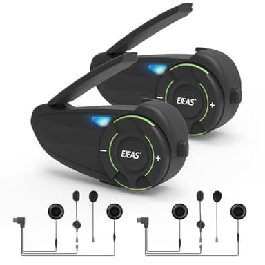 EJEAS Q8 Mesh 3.0 Group Intercom Communication System, Motorcycle Helmet Bluetooth 5.1 Headset with CVC Noise Reduction and Music Sharing for 6 People Full Duplex Talking at The Same Time(2 Pack)