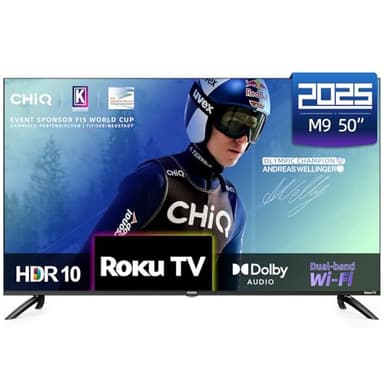 CHiQ U50QM9K 50 inch 4K Smart QLED Roku TV, 4K UHD, HDR10 HLG, Dolby Audio, Works with Alexa & Google Assistant, AirPlay, Prime Video, HDMI2.1, USB2.0