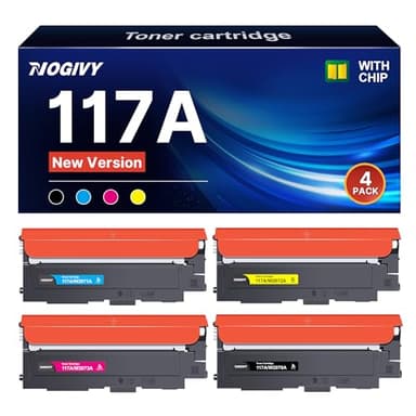 NOGIVY 117A Toner Cartridges Replacement for HP 117A W2072A W2070A W2071A W2073A Compatible with Color Laserjet MFP 179fnw 150nw 178nw 150a 150w 178nwg 179fwg (1Black 1Cyan 1Yellow 1Magenta, 4-Pack)