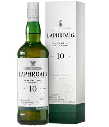 Laphroaig 10 Year Old Scotch | Islay Single Malt Whisky | Peated | Smoky, Salty and Sweet | Double Gold Medal SF World Spirits Competition 2022 | 40% ABV | 70 cl (Package May Vary)