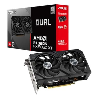 ASUS Dual Radeon™ RX 9060 XT 8GB GDDR6 Graphics Card (PCIe 5.0, HDMI 2.1b, DisplayPort 2.1a, 2.5-Slot Design, Axial Technology Fan Design, 0dB Technology and More)