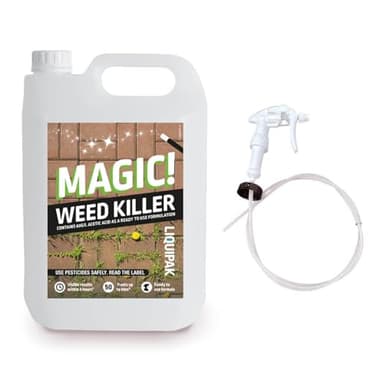 Liquipak Magic Weed Killer 5 Litres - Glyphosate-Free, Fast-Acting Formula, Safe for Pets & Children Once Dry, Ready-to-Use Weed Control for Patios, Paths, Driveways & More - Includes Hose Trigger