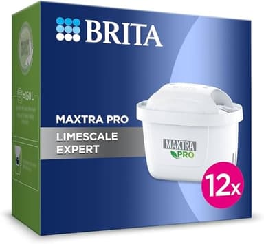 BRITA MAXTRA PRO Extra Limescale Protection Filter Cartridge Pack of 12 (Year Pack) - Replacement Water Filters for All BRITA Jugs - Limescale Reduction & Ultimate Device