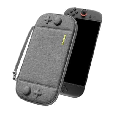 tomtoc Slim Carrying Case for Nintendo Switch 2 Model 2025, Protective Portable Storage Travel Carry Case with 12 Game Cartridges, Hard Shell Pouch for Switch 2 Console with Original Patent , Grey