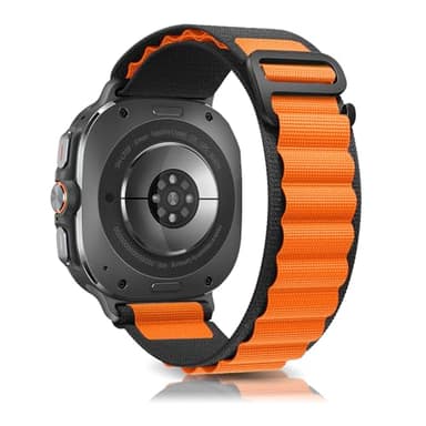Niboow Men Women Strap for Samsung Galaxy Watch Ultra 47mm (2025/2024), Lightweight Breathable Nylon Watch Band for Samsung Galaxy Watch Ultra 47mm (2025/2024) - Black/Orange