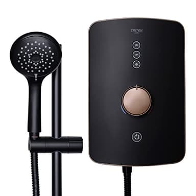 Triton Showers Amala Metallic | Shower Electric | 8.5 KW I Black I Brushed Copper I Electrical Showers | with Showerhead and Anti Twist Hose | Best Electric Shower Units for Bathrooms