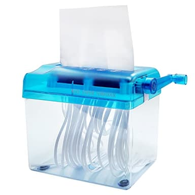 Manual Paper Shredder, Uooker Portable Mini Hand Cut Paper Shredders Home Use, A6 Paper Documents Handmade Cutting Tool, Small Shredder Office Home School Desktop Stationery Blue, Blue, Transparent
