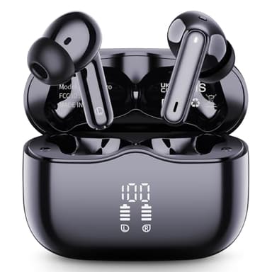 Wireless Earbuds, Bluetooth 5.4 Headphones in Ear 3D Bass Stereo, 40H Wireless Earphones with 4 ENC Noise Cancelling Mic, IP7 Waterproof Bluetooth Earbuds LED Display USB-C, Hands-Free Calls with AI