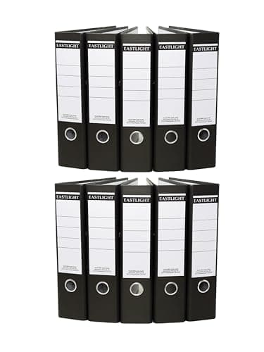Eastlight A4 Lever Arch Files Black & White Pack of 10