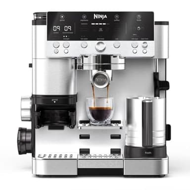 Ninja Luxe Premier 3-in-1 Coffee Machine, Latte, Cappuccino, Cold Brew & Espresso Maker With Built in Bean Grinder & Milk Frother, Easy to Use, 4 Automated Froth Presets, Silver, ES601UK