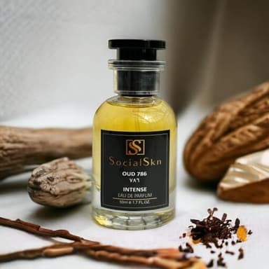 OUD 786 Eau De Parfum Spray Unisex | Inspired by Halfeti Penhaligons | Classically Charming Oud Musk & Leather Fragrance | Long-Lasting Luxury Perfume with Ambery, Intimate Woody Notes | 50ml