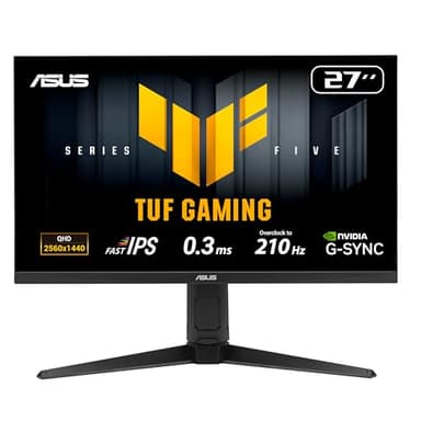 ASUS TUF Gaming Series 5 - VG27AQL5A Gaming Monitor – 27-inch, QHD(2560x1440), 210Hz(OC), Fast IPS, ELMB SYNC, 0.3ms GTG (min.), Stereo speaker, DisplayWidget Center, Gaming AI, Height Adjustment