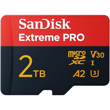 SanDisk Extreme PRO micro SD card + SD adapter 2TB (For Smartphones, Action Cams, Drones, Speeds up to 250 MB/s, 5K, 4K UHD) A2 App Performance + RescuePro Deluxe UHS-I, C10, U3, V30