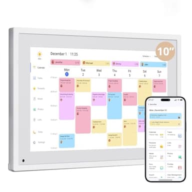 Dragon Touch Calendar, 10.1" Digital Calendar, Gift for Busy Families Scheduling, 2026 Family Wall Planner, 1080P Full HD Interactive Touchscreen, Smart Chore Chart and Home Organization, UK Adapter