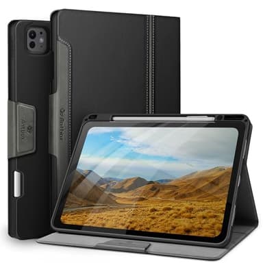 Antbox Case for iPad Pro 13 inch Case (M4) 2024 with Built-in Pencil Holder Supports Pencil Pro and Pencil (USB-C) Auto Sleep/Wake Function PU Leather Cover for iPad Pro 13'' (Black)