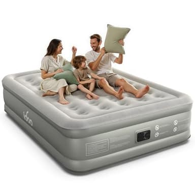 iDOO Inflatable Air Mattress, King Size Airbed with Built-in Electric Pump, Blow Up Mattress Double in 3 Mins Fast Inflation, Portable Air Bed for Home Camping Travel 203x152x46cm