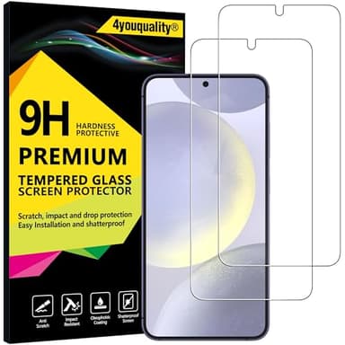 4youquality Screen Protector for Samsung Galaxy S25 /S24 5G (6.2-Inch), Tempered Glass Film, 2-Pack, [LifetimeSupport][Impact-Resistant][Anti-Scratch]