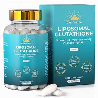 Glow Within Liposomal Glutathione 1850mg per Serving | Glutathione Supplement Capsules with Vitamin C | Master Antioxidant, Healthy Ageing, Boosts Immune System | 4X Higher Absorption (60 Softgels)