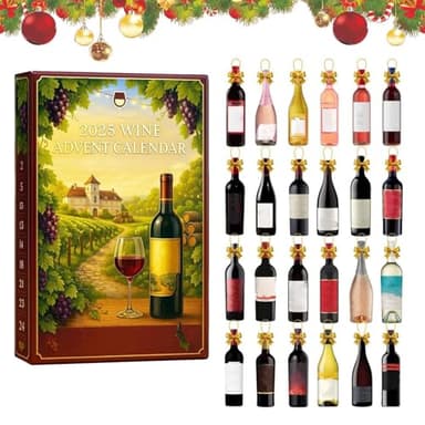 Wine Advent Calendar 2025, 2025 Wine Advent Calendar, 24 Days of Christmas Advent Calendar Boxes, 2D Acrylic Christmas Tree Ornament, A Daily Tasting Journey Through the Diverse Flavors of Wines