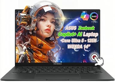 ASUS Zenbook 14 OLED WUXGA Touch Slim Copilot AI 2024 Laptop, 14Cores Intel Ultra 5-125H(Beats i7-1370P), Wi-Fi 6E, FHD Webcam, 2X Thunderbolt 4, Win11 Pro, w/HDMI (8GB LPDDR5 RAM | 512GB PCIe SSD)