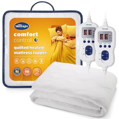 Silentnight Multi-Zone Electric Blanket Mattress Topper Super King – Heating Pad with 4 Individual Heating Zones, 9 Heat Settings, Built-in Timer and Easy Fit Straps – Machine Washable – Super King