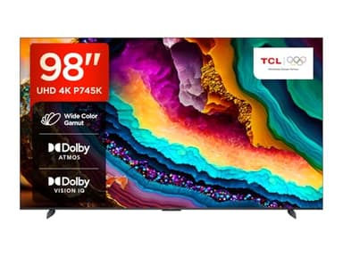 TCL 98P745K 98-inch 4K Television, WCG, UHD, HDR PRO, 144Hz, Motion Clarity PRO, Dolby Vision IQ, Dolby Atmos, AIPQ, Game master Pro 2.0, Smart TV Powered by Google TV, works with Alexa