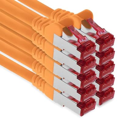 1aTTack.de - 10x 0.5m CAT6 patch cable S/FTP PIMF shielding CAT.6 RJ45 network cable Ethernet cable DSL LAN router switch modem patch panel - orange - 10 pieces