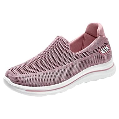 Outlet Clearance UK Womens Trainers Wide Fit Wedge Walking Sneakers Casual Fashion Non Slip Sport Shoes Lightweight Low Top Slip on Orthopedic Wide Fitting Shoes for Women UK Pink 5.5