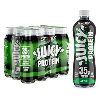 SCI-MX Juicy Protein Water with 35g Protein • Apple Flavour • 500ml x 12 • High Protein Drink • Low Calorie, No Added Sugar & Gluten Free • Made in UK with Northumbria Spring Water