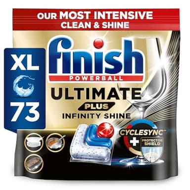 Finish Ultimate Plus Infinity Shine Dishwasher Tablets Bulk |Scent: Fresh | 73 Dishwasher Tabs | for A Superb Clean & Diamond Shine