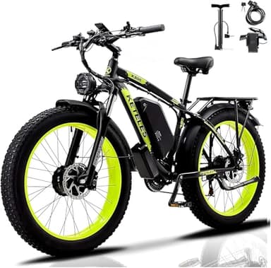 K800 legal electric bicycle, 250W motor, top speed 25 km/h, range 60 miles, 26*4 inch puncture-resistant fat tires, removable waterproof lithium-ion battery, mountain/commuter electric bicycle(Green)