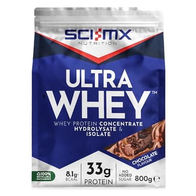SCI-MX Ultra Whey Protein Muscle Building & Recovery Protein Powder With Naturally Occurring Glutamine & Amino Acids - Chocolate Flavour - 800G - 18 SERVINGS