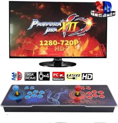 28890 Games in 1 Pandora's Box Arcade, 3D Arcade Game Console with 2 Joysticks, 1280x720 Full HD, VGA, HDMI, Support Search/Save/Hide/Pause Game