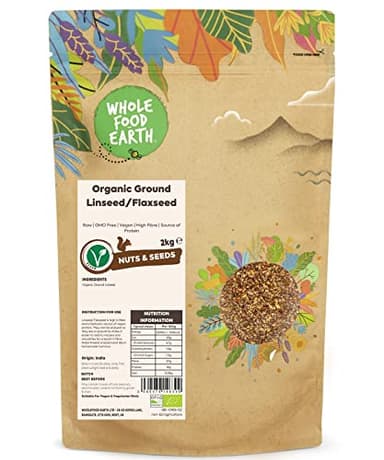 Wholefood Earth Organic Ground Linseed/Flaxseed 2 kg Raw | GMO Free | Vegan | High Fibre | Source of Protein | Certified Organic