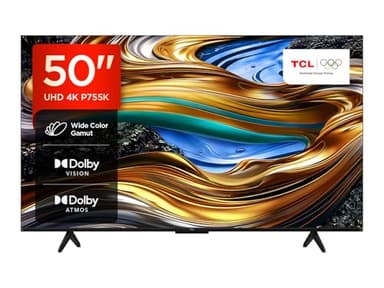 TCL 50P755K 50-inch Ultra HD, Wide Color Gamut, 4K HDR TV, Smart TV Powered by Android TV (Dolby Atmos 2.0, Dolby Vision, HDR 10+, Voice Control, compatible with Google assistant, Chromecast built-in)
