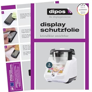 dipos I 2x Screen Protector compatible with Monsieur Cuisine smart SKMS 1200 A1 Protection Films clear