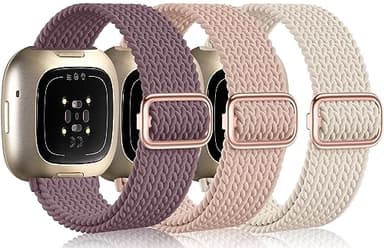 Epova Straps Compatible with Fitbit Versa 3 /Versa 4 /Sense, Soft Elastic Braided Nylon Sport Strap for Women & Men