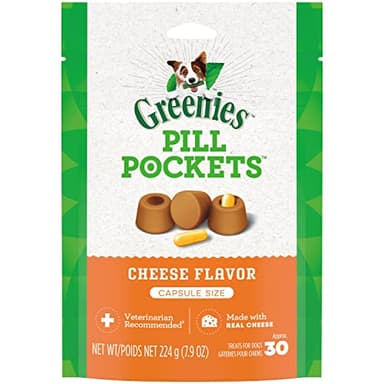 Greenies Pill Pockets Large Size Soft Dog Treats for Capsules, Cheese Flavor, Made With Natural Ingredients Plus Minerals & Trace Nutrients, 7.9 oz. (30 Count, Pack of 1)